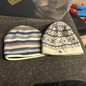 Carhartt Blue and Cream Beanie Set